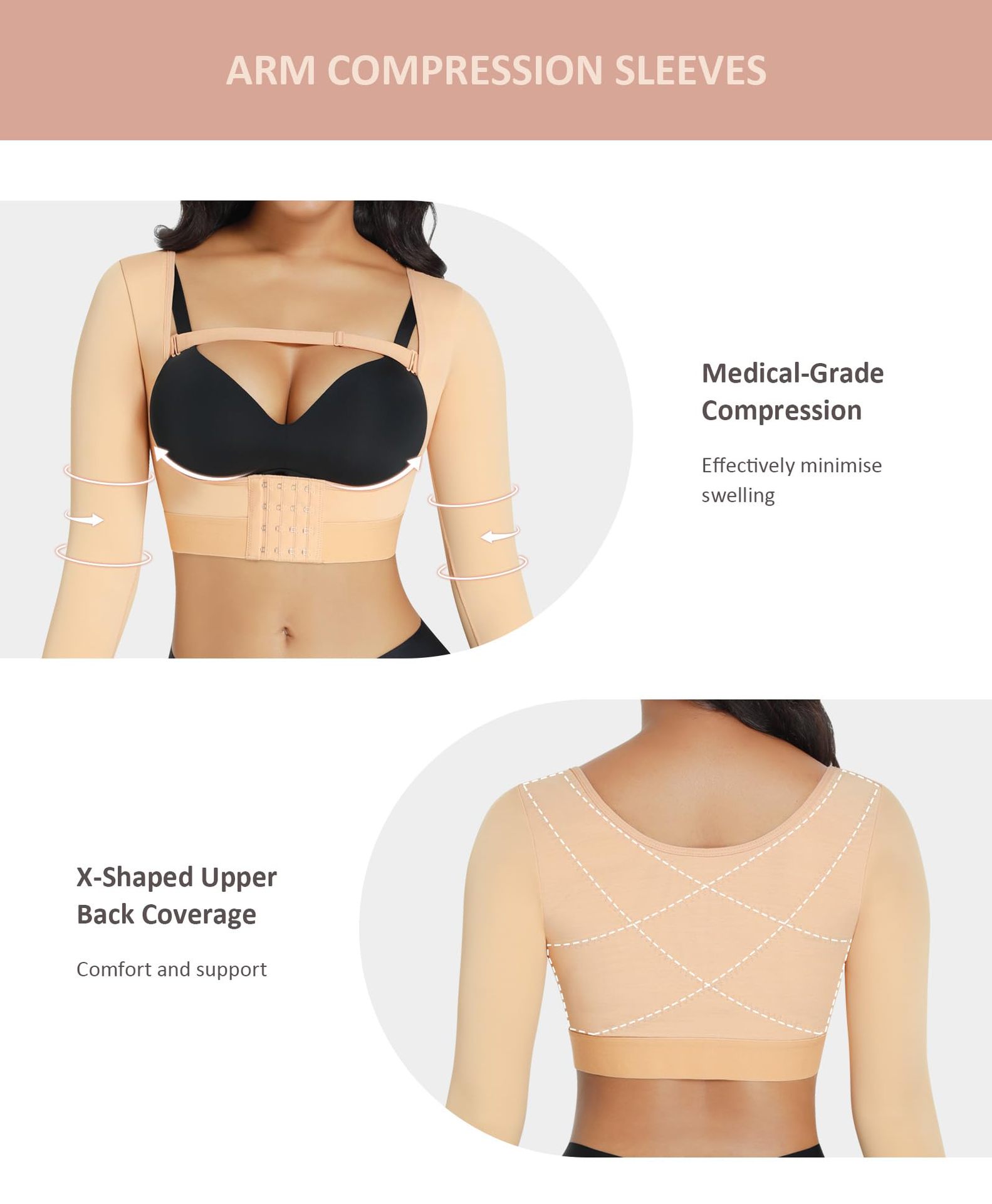 Womens Long Sleeve Posture Corrective Shaperwear Breast Support Shaper Bra